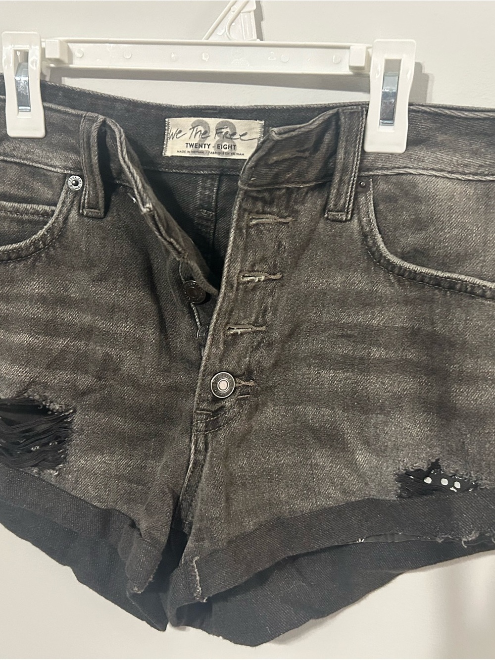 We The Free Washed Black Denim Shorts